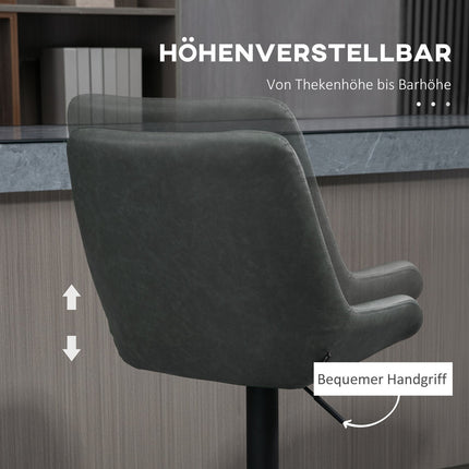 Höhenverstellbare Barhocker, 2er-Set, Kunstleder Dunkelgrau