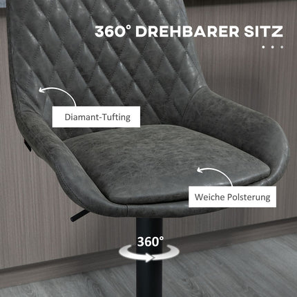 Höhenverstellbare Barhocker, 2er-Set, Kunstleder Dunkelgrau