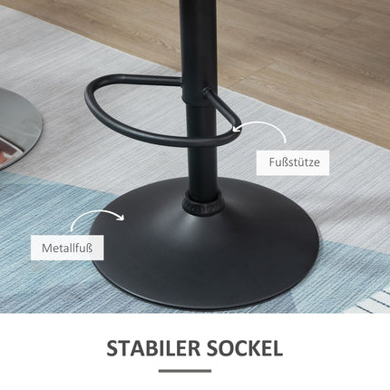 Sada 2 ks černých otočných barových stoliček, samet, nastavitelná výška