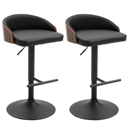 Swivel barstools, set of 2, adjustable, artificial leather