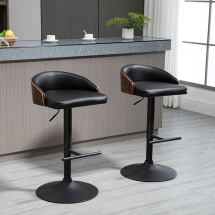 Swivel barstools, set of 2, adjustable, artificial leather