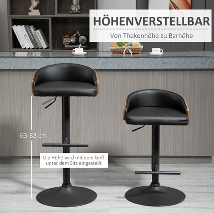 Swivel barstools, set of 2, adjustable, artificial leather