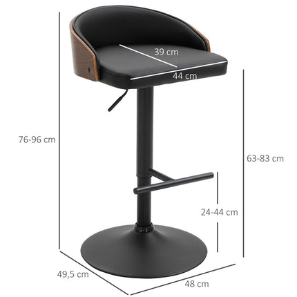 Swivel barstools, set of 2, adjustable, artificial leather