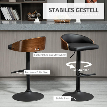 Swivel barstools, set of 2, adjustable, artificial leather