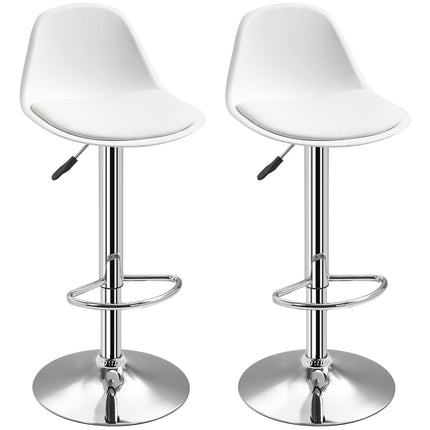 Verstellbare Barhocker mit Drehfunktion, 2er-Set – Kunstleder Weiß