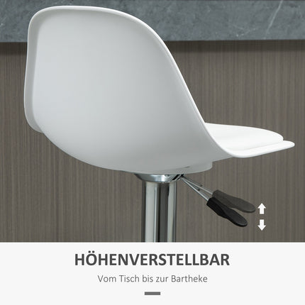 Verstellbare Barhocker mit Drehfunktion, 2er-Set – Kunstleder Weiß