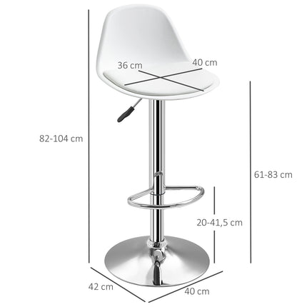 Verstellbare Barhocker mit Drehfunktion, 2er-Set – Kunstleder Weiß
