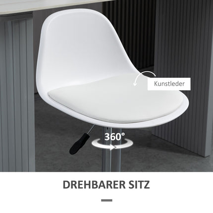 Verstellbare Barhocker mit Drehfunktion, 2er-Set – Kunstleder Weiß