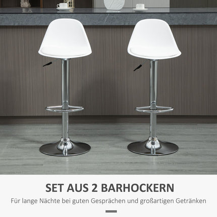 Verstellbare Barhocker mit Drehfunktion, 2er-Set – Kunstleder Weiß