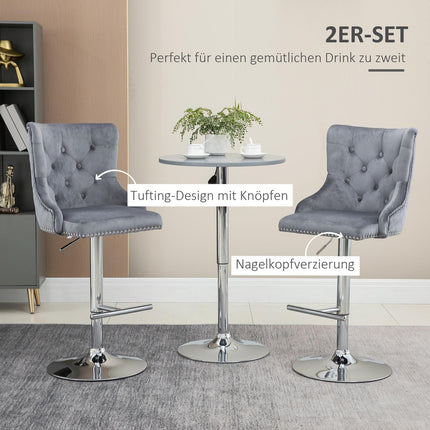 Verstellbare drehbare Barhocker, 2er-Set mit Fußstützen