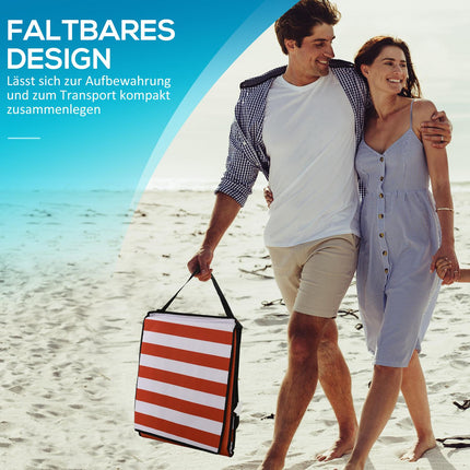 Faltbare rote Strandmatte – Verstellbare Sonnenliege, 142x51x40cm