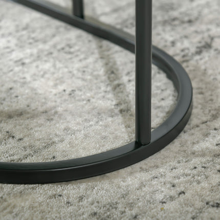 Set of 2 stackable round coffee tables, faux marble, black