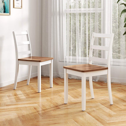 2er-Set Esszimmerstühle, Leiterücken, Kautschukholzbeine