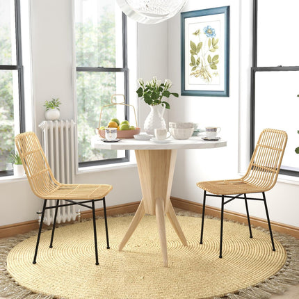 2er-Set gelbe Esszimmerstühle aus Stahl mit Rückenlehne im Rat-Look