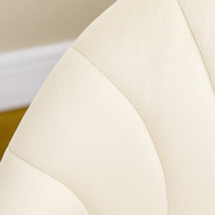 Set of 2 upholstered dining chairs, Velvet Look, Cream