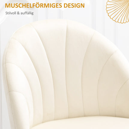 Set of 2 upholstered dining chairs, Velvet Look, Cream