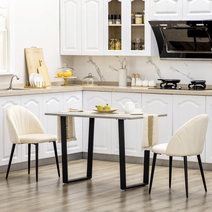 Set of 2 upholstered dining chairs, Velvet Look, Cream