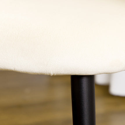 Set of 2 upholstered dining chairs, Velvet Look, Cream