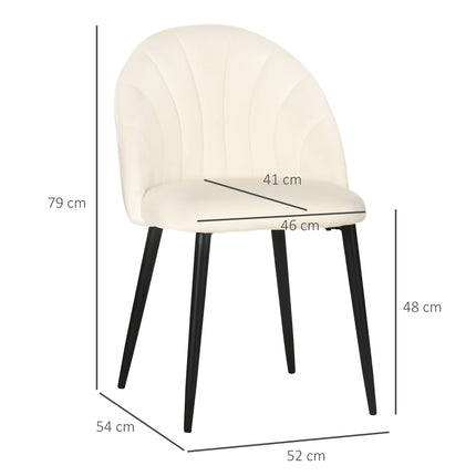 Set of 2 upholstered dining chairs, Velvet Look, Cream