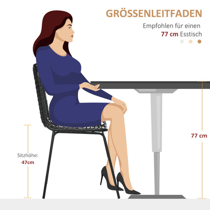 2 Esszimmerstühle aus schwarzem Rattan mit Rückenlehne