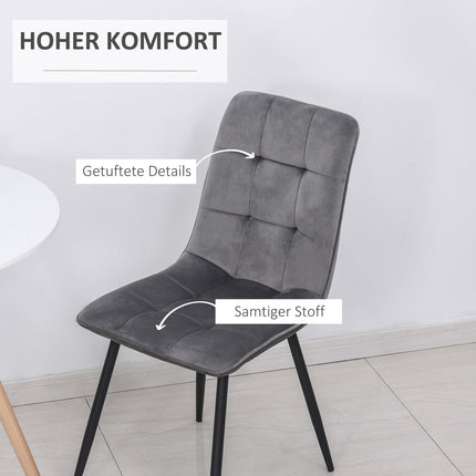 2er-Set gepolsterter Esszimmerstühle, Schaumstoffgepolstert, Grau