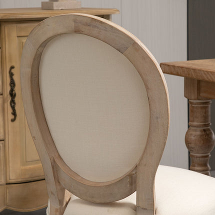 Cremeweiße, gepolsterte Esszimmerstühle, 2er-Set - Leinen-Touch