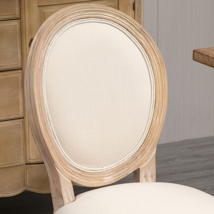 Cremeweiße, gepolsterte Esszimmerstühle, 2er-Set - Leinen-Touch