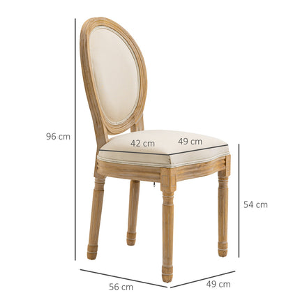 Cremeweiße, gepolsterte Esszimmerstühle, 2er-Set - Leinen-Touch
