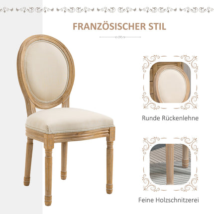 Cremeweiße, gepolsterte Esszimmerstühle, 2er-Set - Leinen-Touch