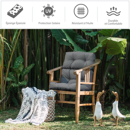 2er-Set Hochlehner-Sitzkissen für Gartenstühle, wasserdicht, grau