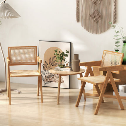 2er-Set Akzentstühle aus Rattan, Gestell aus natürlichem Bambus