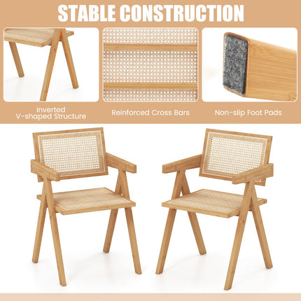 2er-Set Akzentstühle aus Rattan, Gestell aus natürlichem Bambus