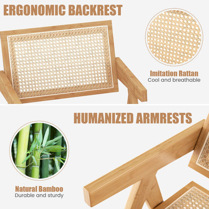 2er-Set Akzentstühle aus Rattan, Gestell aus natürlichem Bambus