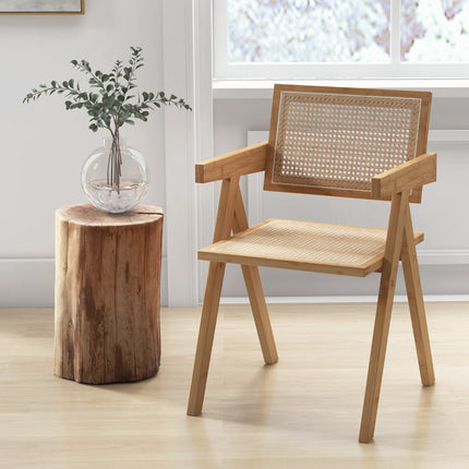 2er-Set Akzentstühle aus Rattan, Gestell aus natürlichem Bambus