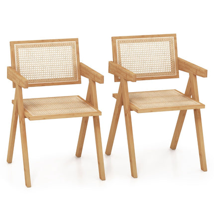 2er-Set Akzentstühle aus Rattan, Gestell aus natürlichem Bambus