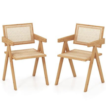 2er-Set Akzentstühle aus Rattan, Gestell aus natürlichem Bambus
