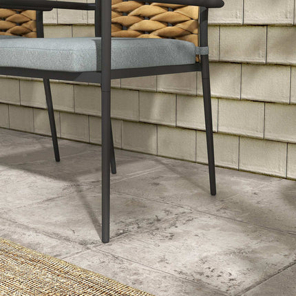 Stapelbare Rattan-Gartenstühle mit 2 Kissen, grau