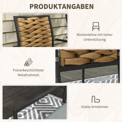 Stapelbare Rattan-Gartenstühle mit 2 Kissen, grau