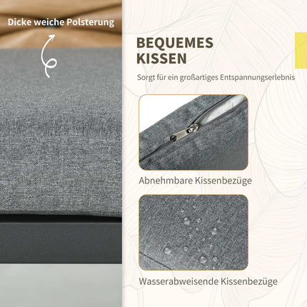 Stapelbare Rattan-Gartenstühle mit 2 Kissen, grau