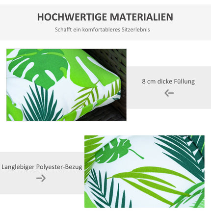 Grün gestreiftes Sitzkissen-Set, Easy-Clean, 50x45x8 cm