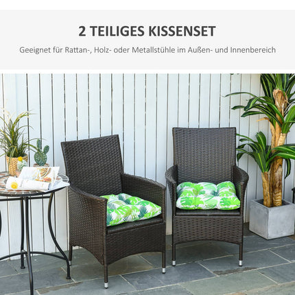 Grün gestreiftes Sitzkissen-Set, Easy-Clean, 50x45x8 cm