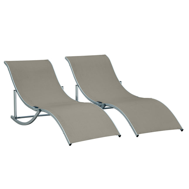 Ergonomisches Sonnenliegen-Set, Aluminiumrahmen, Hellgrau