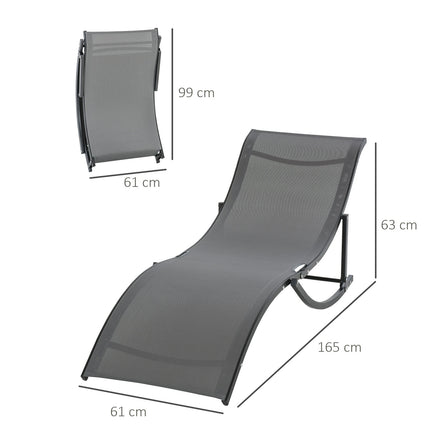 2 ergonomische Sonnenliegen, dunkelgrau Textil