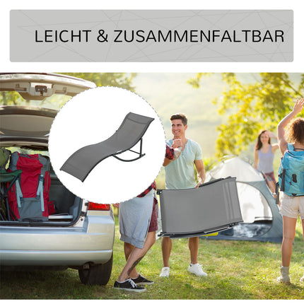 2 ergonomische Sonnenliegen, dunkelgrau Textil