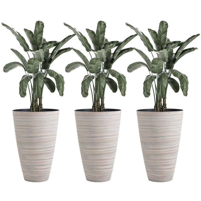3 cremeweiße Blumentöpfe aus robustem Kunststoff