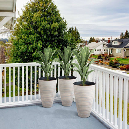 3 cremeweiße Blumentöpfe aus robustem Kunststoff
