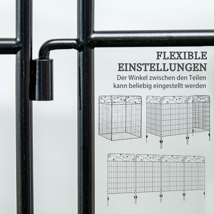 Dekorativer Gartenzaun aus schwarzem Metall, 3,52 x 1,1 m, 4er-Pack