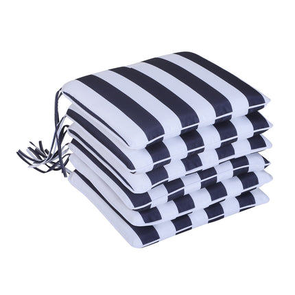 Seat cushion set, polyester-cotton, blue/white, 42x42 cm
