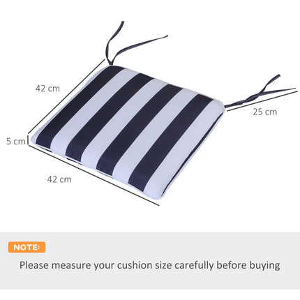 Seat cushion set, polyester-cotton, blue/white, 42x42 cm