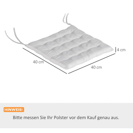 Hellgraue Sitzkissen mit Bändern - 6er-Set, 40x40 cm